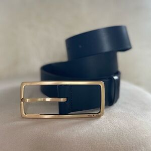 Rag & Bone - The Rebound Leather Belt - Black + Gold Buckle